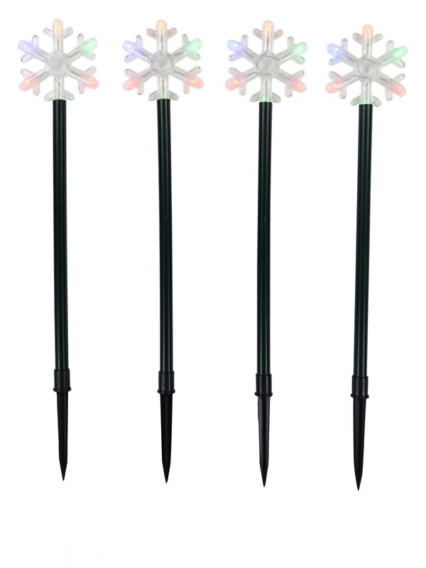 4x LED Christmas Snowflake Path Lights - Multi Colour Star Garden Stakes | 55cm — image 4