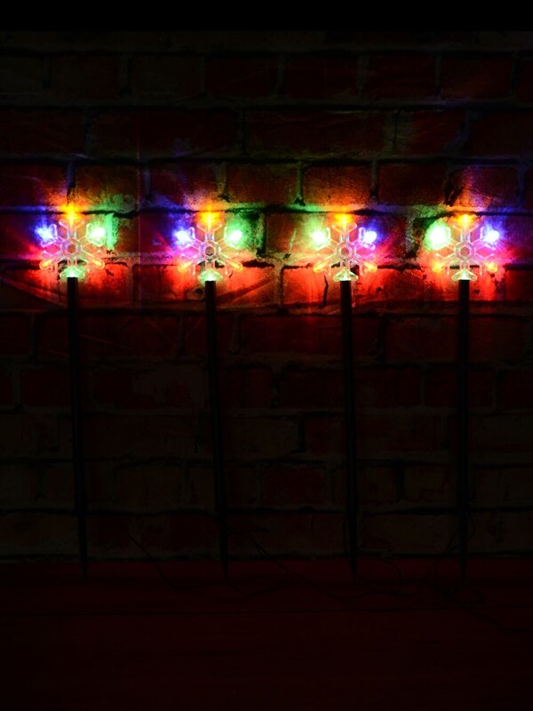 4x LED Christmas Snowflake Path Lights - Multi Colour Star Garden Stakes | 55cm — image 2