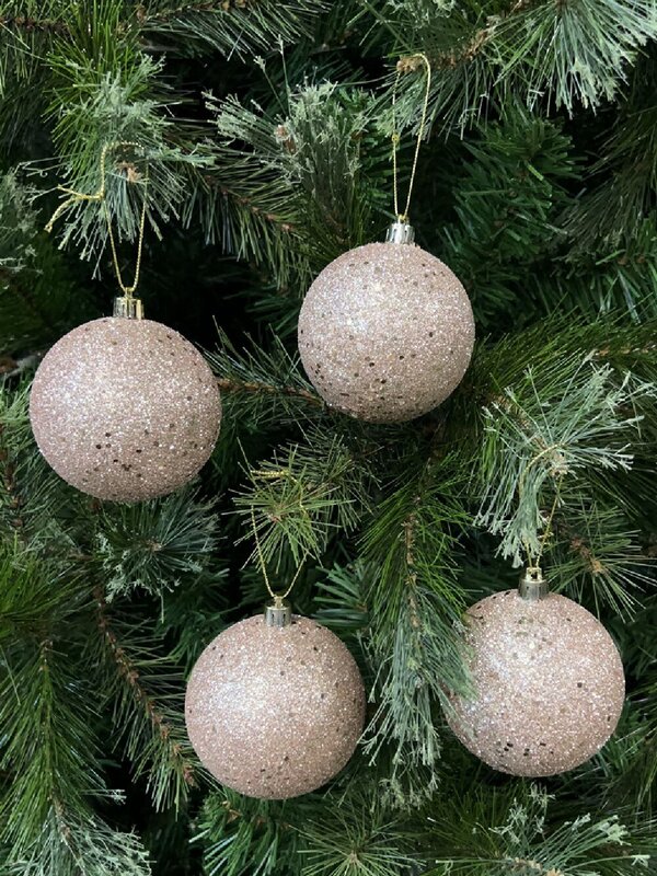 4x Lustrous Rose Gold Statement Sequin & Glitter Baubles | 80mm — image 2