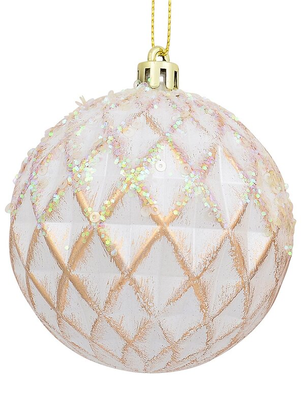 4x Opulent Rose Gold & White Statement Sequin & Diamond Baubles | 80mm — image 4