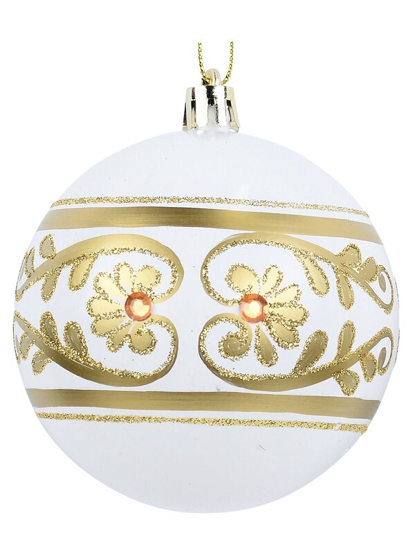 4x Opulent White & Gold Statement Filigree & Teardrop Baubles | 80mm — image 3