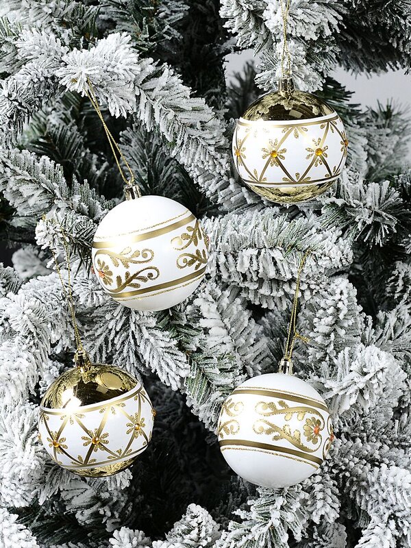 4x Opulent White & Gold Statement Filigree & Teardrop Baubles | 80mm — image 2