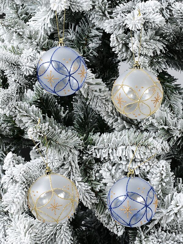 4x Radiant Frost & Clear Statement Multi Tone Glitter Baubles | 80mm — image 2