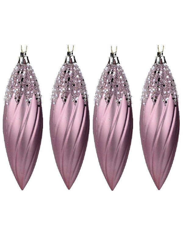 4x Rose Gold Lustrous Signature Sequin & Glitter Finial Drops | 13cm — image 3