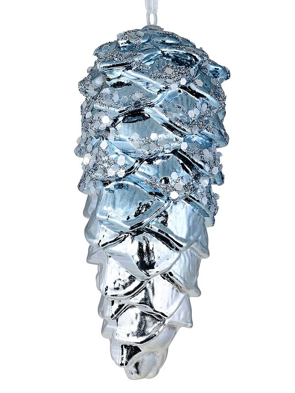 4x Silver Blue Two Tone Whimsical Signature Pinecone Finial Drops | 11cm — image 3
