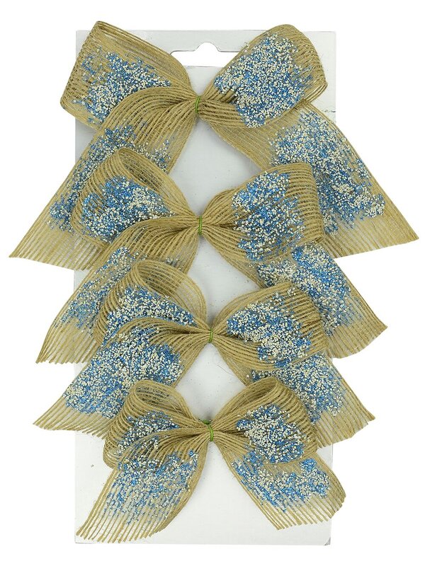 4x Silver & Turquoise Hessian Whimsical Essential Bows | 19cm
