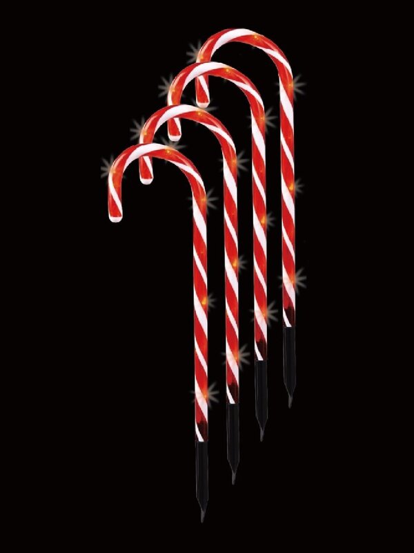 4x Solar LED Candy Cane Path Lights - Red & White Garden Stakes | 43cm — image 3
