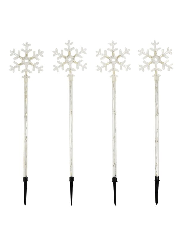 4x Solar LED Christmas Snowflake Path Lights - Blue Garden Stakes | 67cm — image 3
