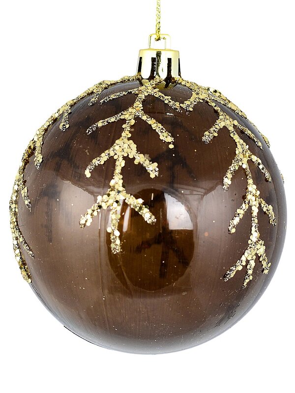 4x Timeless Brown & Clear Statement Gold Snowflake Baubles | 80mm — image 3