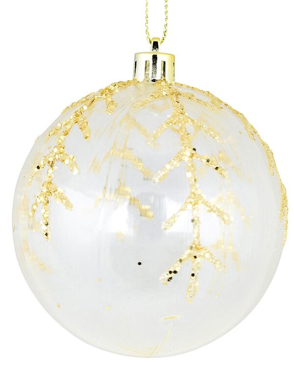 4x Timeless Brown & Clear Statement Gold Snowflake Baubles | 80mm — image 4