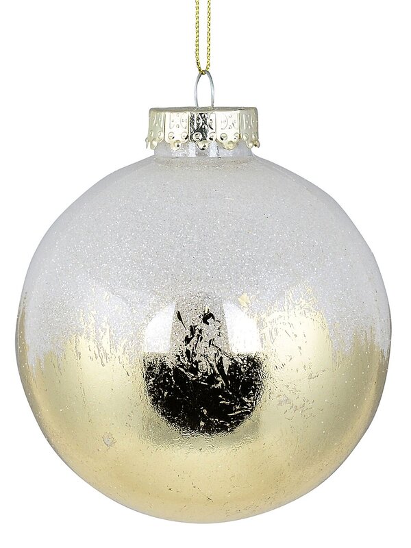4x Timeless Glossy Gold Signature Glitter Snow Baubles | 10cm — image 6