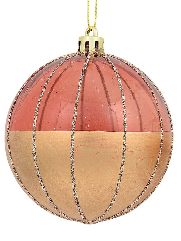 4x Timeless Gold Rose Gold & Clear Statement Glitter Striped Bauble | 80mm — image 3