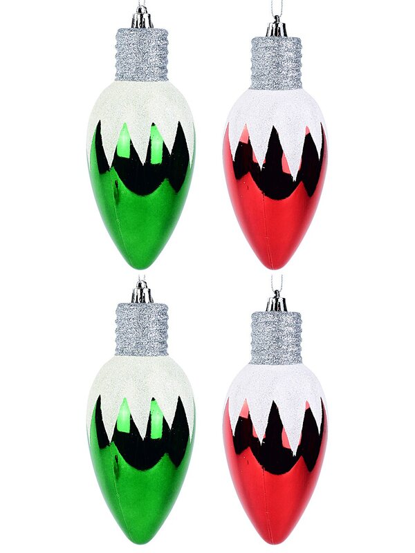4x Whimsical Red & Green Majestic Icicle Light Bulb Baubles | 16cm — image 6
