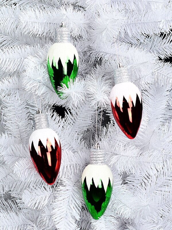 4x Whimsical Red & Green Majestic Icicle Light Bulb Baubles | 16cm — image 5