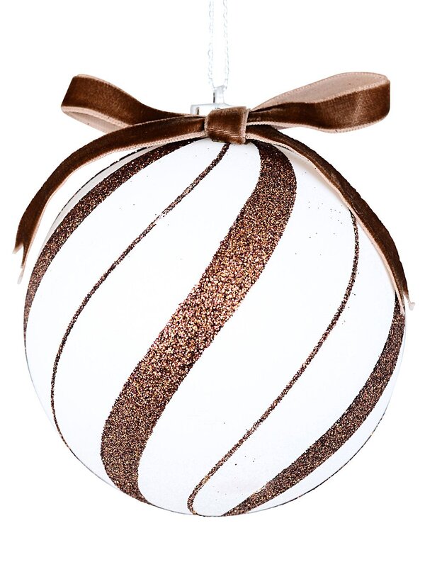 4x Whimsical White & Brown Signature Candy Swirl Baubles | 10cm — image 6