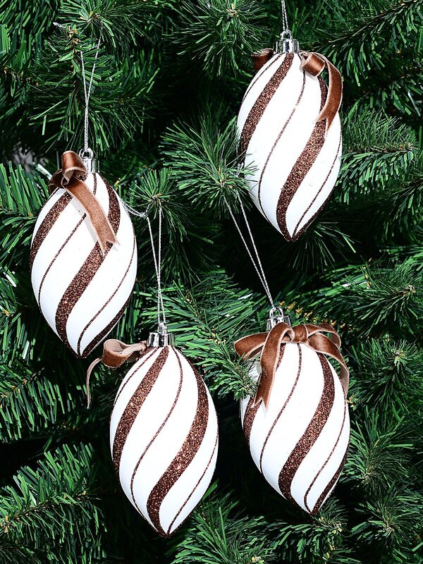 4x White & Brown Candy Swirl Whimsical Finial Drops | 12cm — image 5