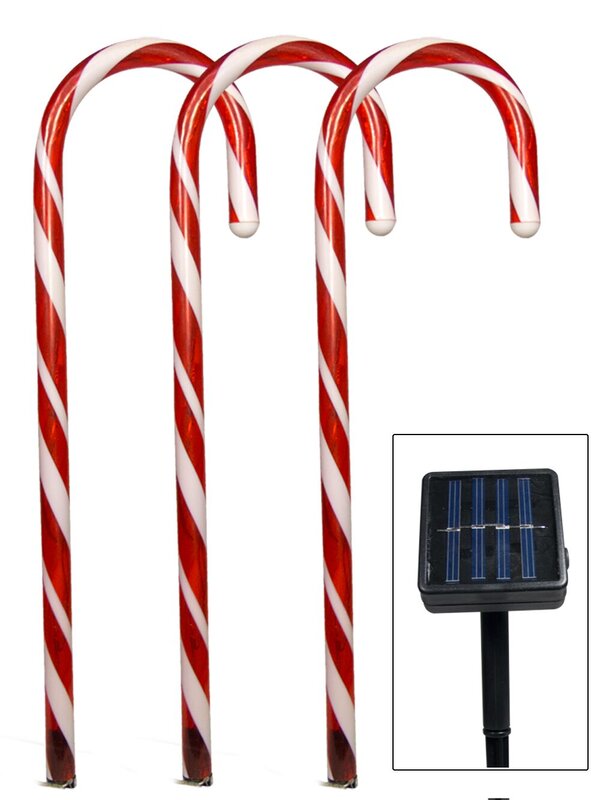 5 Red LED Candy Cane Solar Stake Light - 54cm — image 2