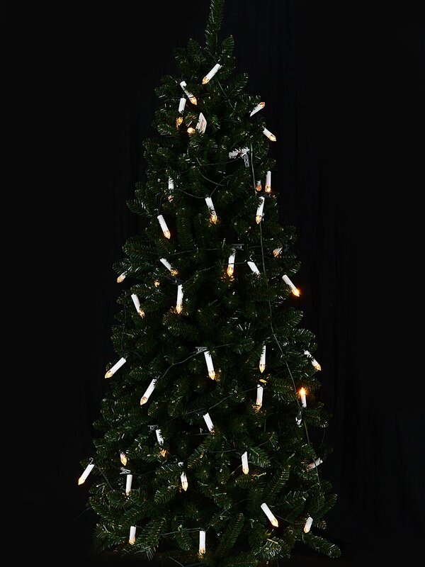 50 Warm White LED Static Flame White Christmas Candles With Clips | 4m — image 4