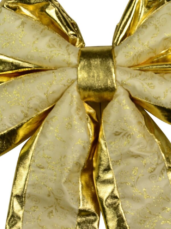 50cm Champagne & Gold Glitter Floral Pattern Monumental Bow — image 3