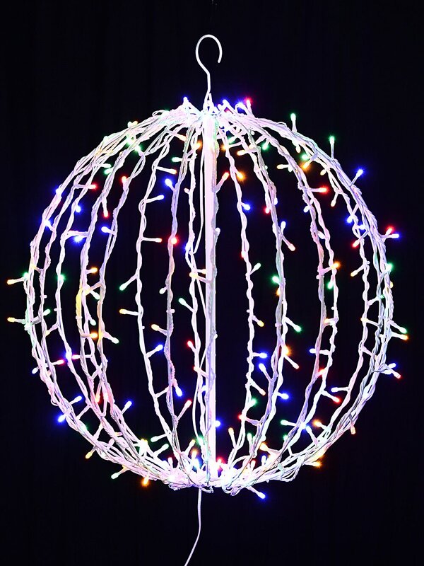 50cm Multi Colour LED String Hanging White Sphere Light Display — image 3