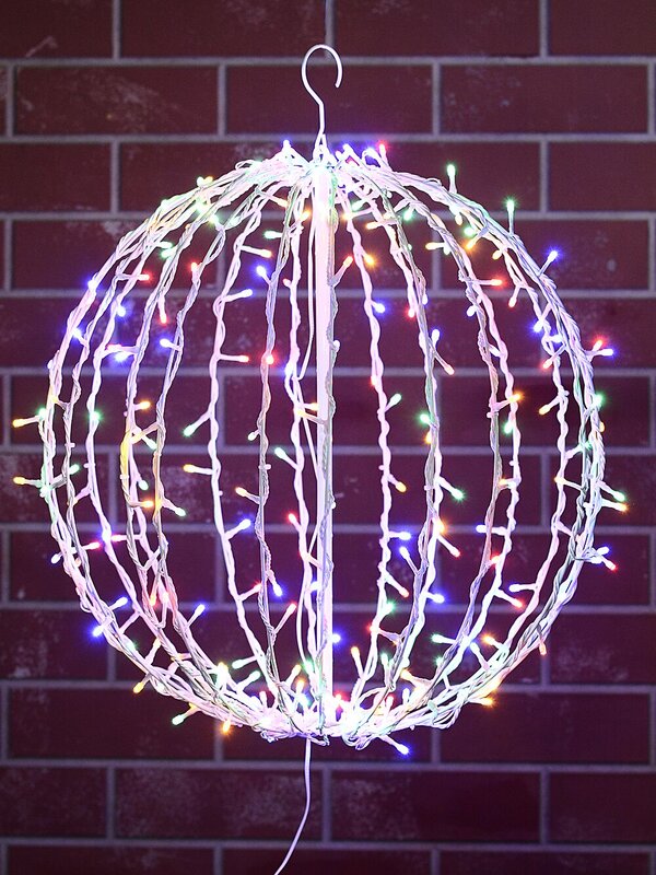 50cm Multi Colour LED String Hanging White Sphere Light Display — image 2