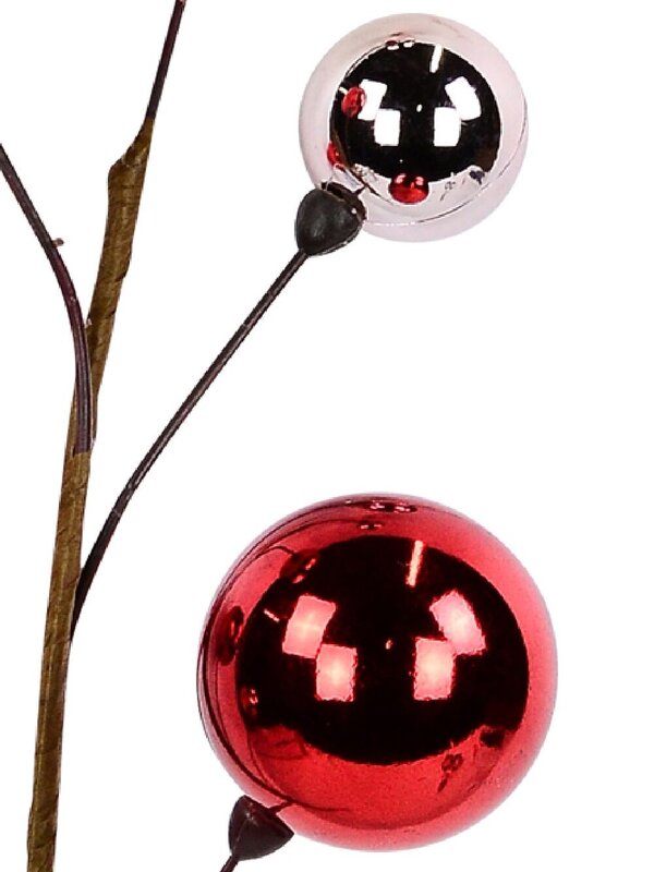 Shiny Red & Pink Bauble Cluster Spray Long Christmas Stem | 50cm — image 4