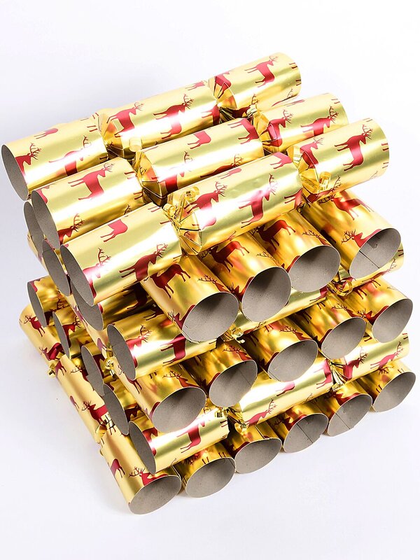 50x Maroon Reindeer On Matte Gold Christmas Bon Bons (Crackers) | 31cm — image 6
