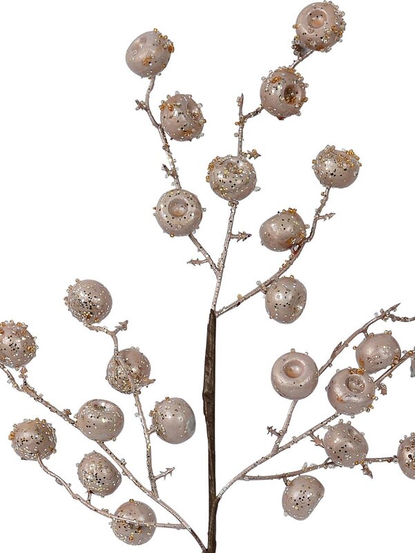 51cm Dusty Rose Large Frosted Berries Spray Long Christmas Stem — image 3