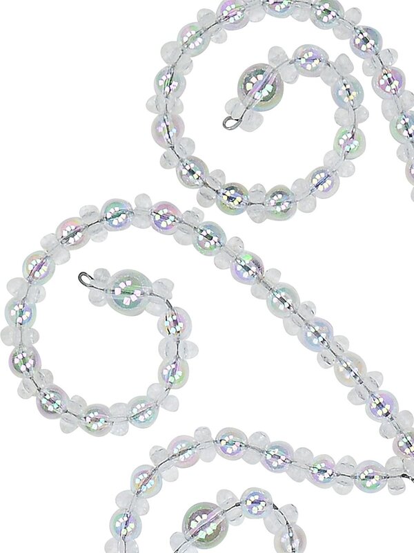 Clear Iridescent Bead Branch & Curl Tip Spray Long Christmas Stem | 52cm — image 4