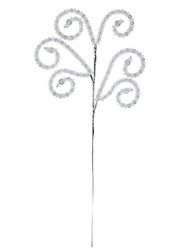 Clear Iridescent Bead Branch & Curl Tip Spray Long Christmas Stem | 52cm — image 3
