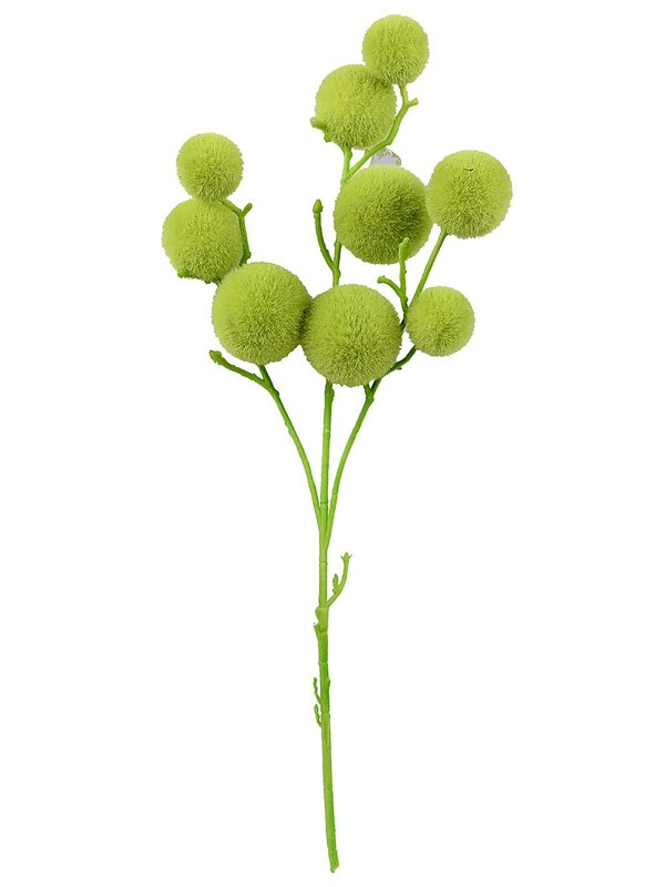 Light Lime Green Flocked Ball Bauble Christmas Stem | 52cm — image 4