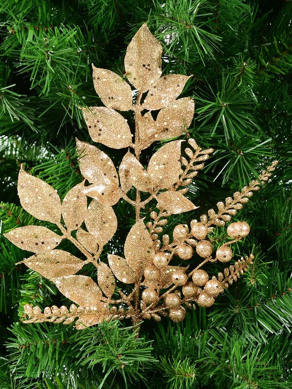 Gold Leaf Berry & Eucalyptus Native Spray Long Christmas Stem | 54cm — image 2