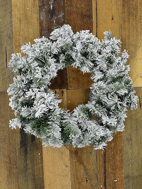55cm Moderately Snow Flocked Fir Wreath | 120 Tips — image 2