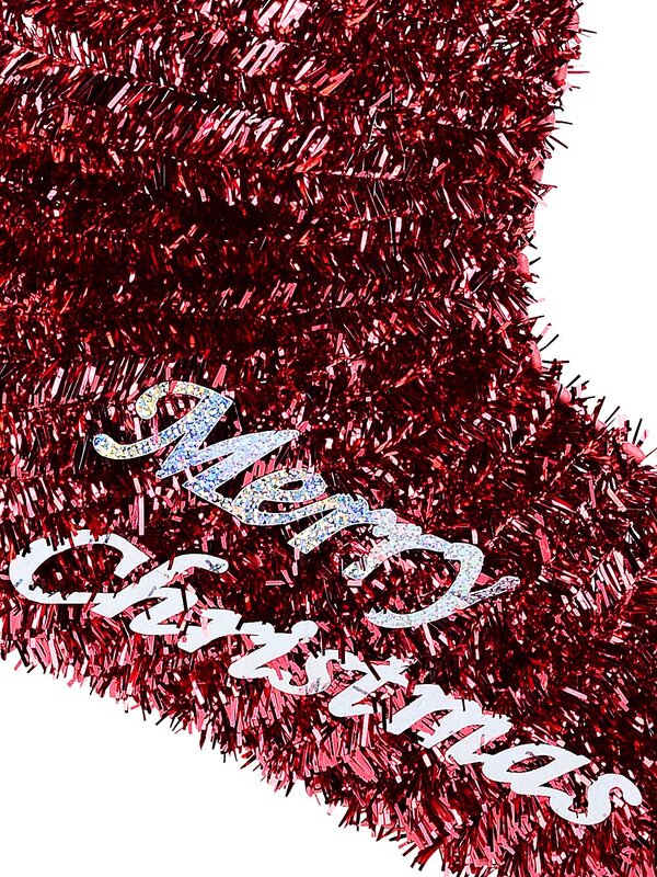 Red & White Stocking With Candy Canes & Gift Tinsel Plaque Ornament | 55cm — image 3