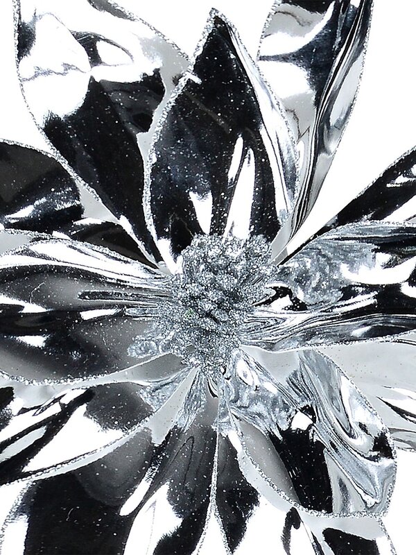 Silver Patent High Shine Poinsettia Long Christmas Stem | 55cm — image 4