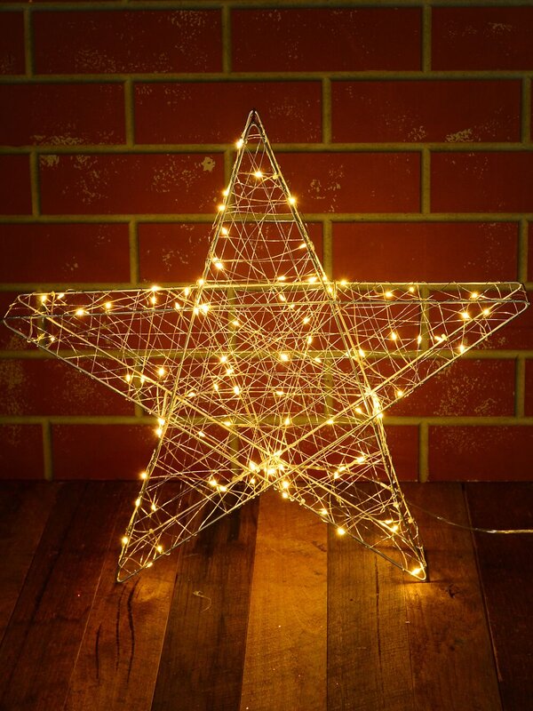 55cm Wire Mesh Star Light Display With Neutral White Seed LED — image 2