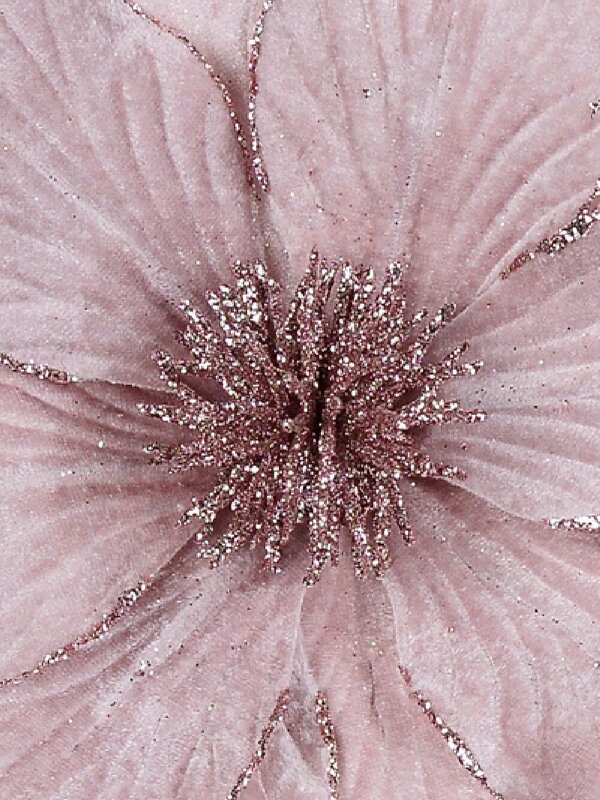 Pale Pink Fabric With Glitter Magnolia Long Christmas Stem | 56cm — image 4