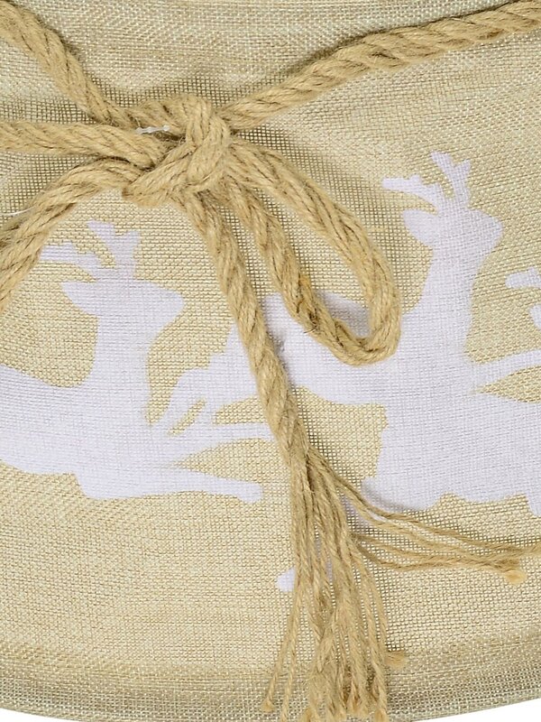 58cm Burlap Christmas Tree Collar With Reindeer Print & Rope Bow — image 2