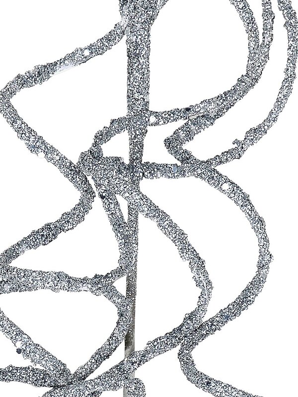 Silver Glitter Curly Weeping Willow Branch Long Christmas Stem | 58cm — image 4