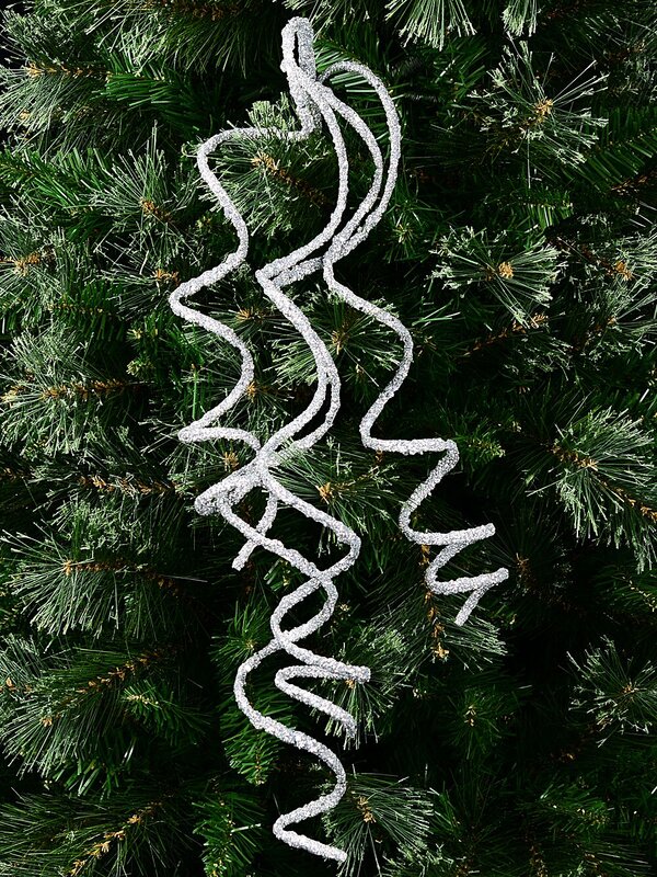 Silver Glitter Curly Weeping Willow Branch Long Christmas Stem | 58cm — image 2