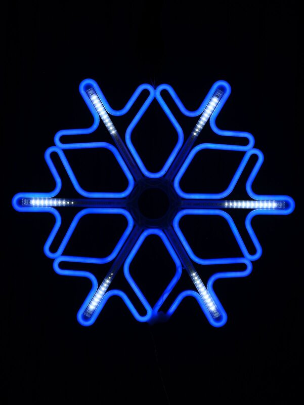 60cm Blue Snowflake With Cool White Flash Strip Neon Flex Light Display — image 4