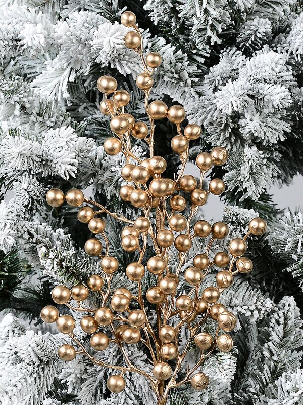 Matte Gold Berry Botanical Branch Long Christmas Stem | 60cm — image 2