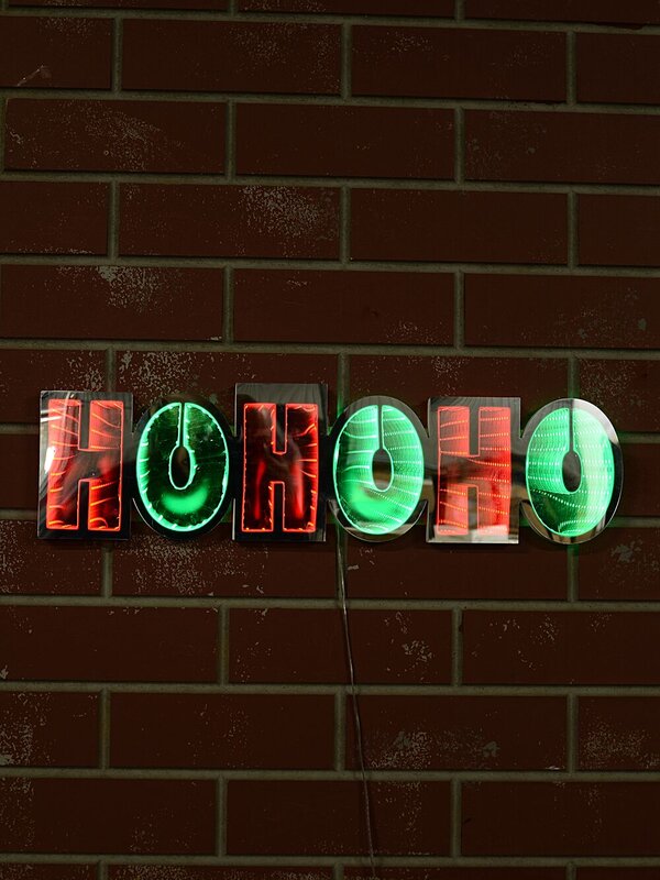 60cm Outdoor HO HO HO Infinity Mirror Red & Green LED Light Display — image 5
