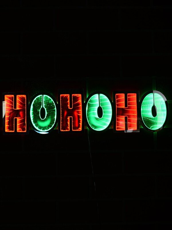 60cm Outdoor HO HO HO Infinity Mirror Red & Green LED Light Display — image 6