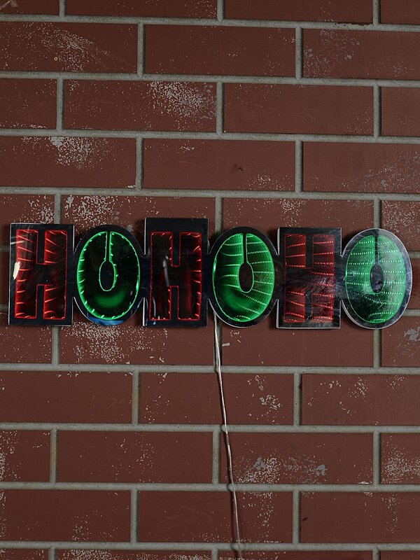 60cm Outdoor HO HO HO Infinity Mirror Red & Green LED Light Display — image 4