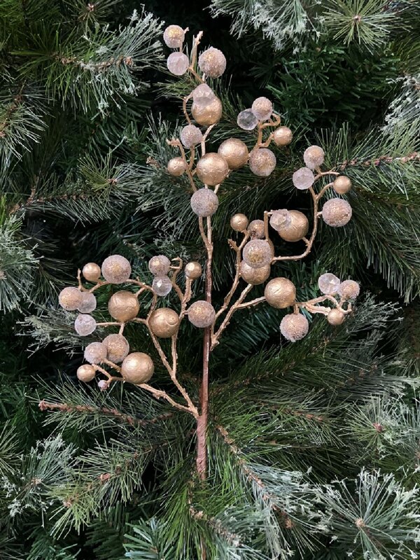 Bronze Beaded & Diamante Berry Long Christmas Stem | 61cm — image 2