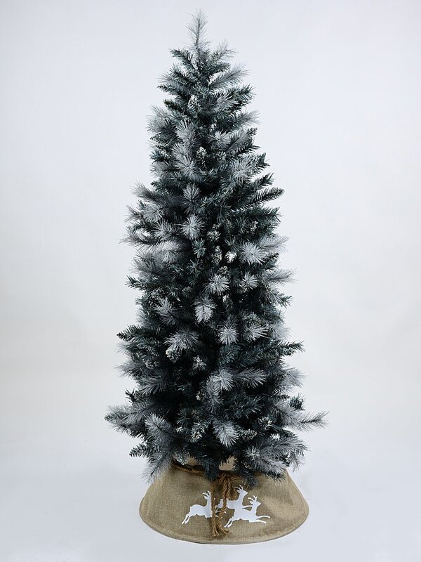 62cm Burlap & Prancing Reindeer Christmas Tree Collar With Rope Bow — image 5