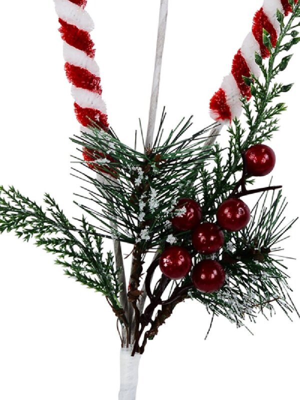Candy Canes Berries & Foliage Spray Long Christmas Stem | 62cm — image 4