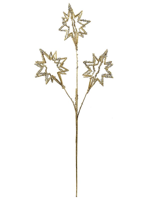 Gold 3D Wire Starburst Spray With Metallic Sequins Long Christmas Stem | 62cm — image 4