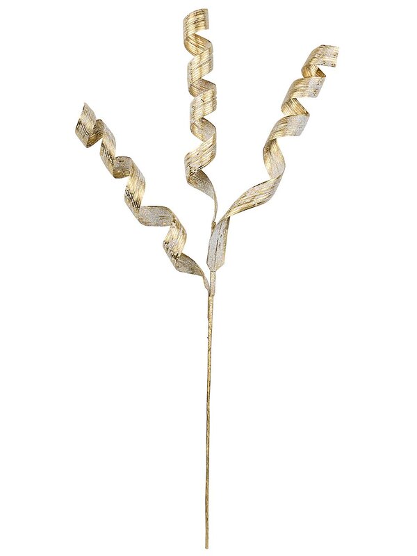 Gold Curly Ribbon Spray With Iridescent Glitter Long Christmas Stem | 62cm — image 4